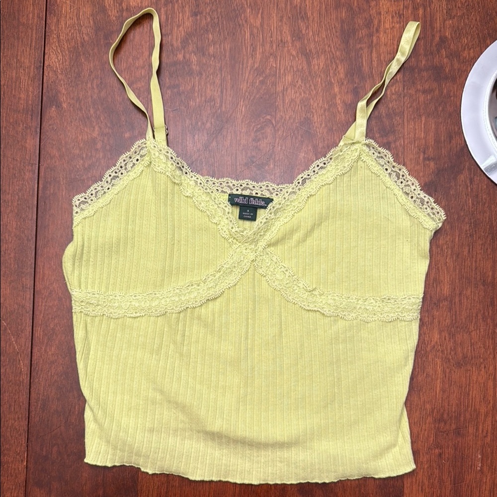 Wild Fable Yellow Lace Trim Cami Top